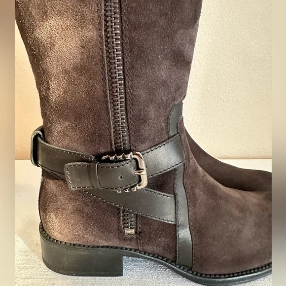 New AQUATALIA Brown Suede Trim Embellished Knee Height Riding Boots Women’s 11 - Picture 5 of 15